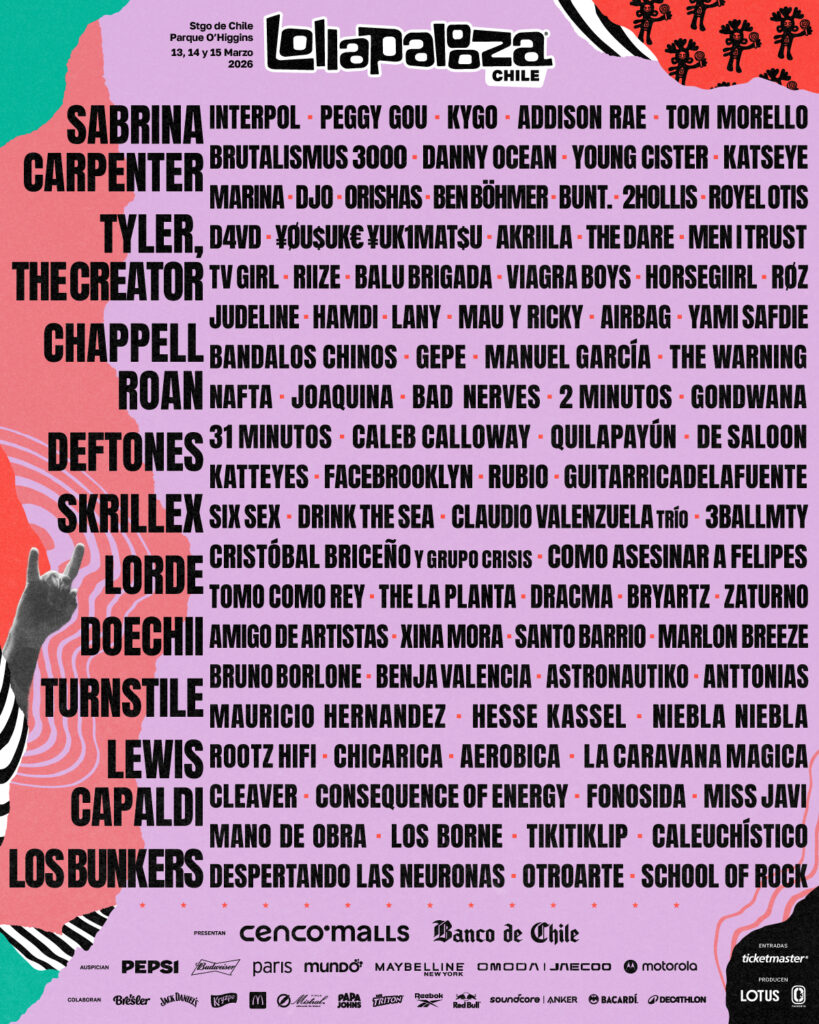 Lollapalooza Chile 2026 artistas confirmados Lineup